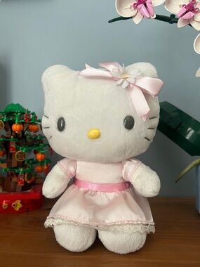 Hello Kitty Plush — White and Pink Dress with Bow